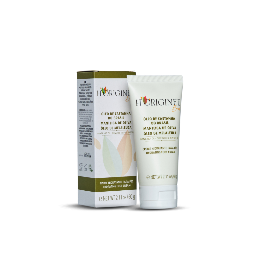 Creme Hidratante para os Pés - Óleos de Castanha do Brasil, Manteiga de Oliva e Óleo de Melaleuca - 60g