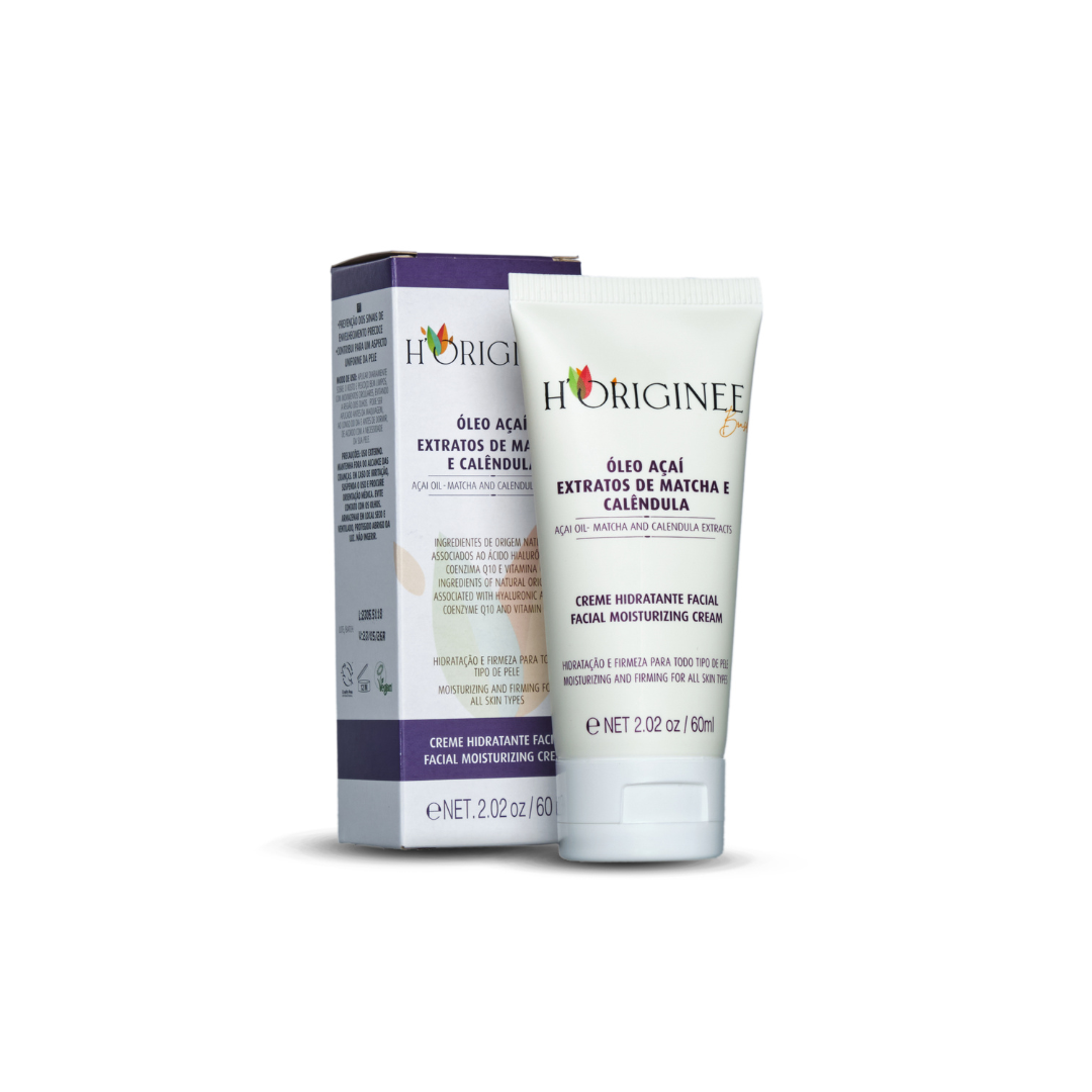 Creme Hidratante Facial - Óleo de Açaí, Extratos de Matcha e Calêndula - 60ml