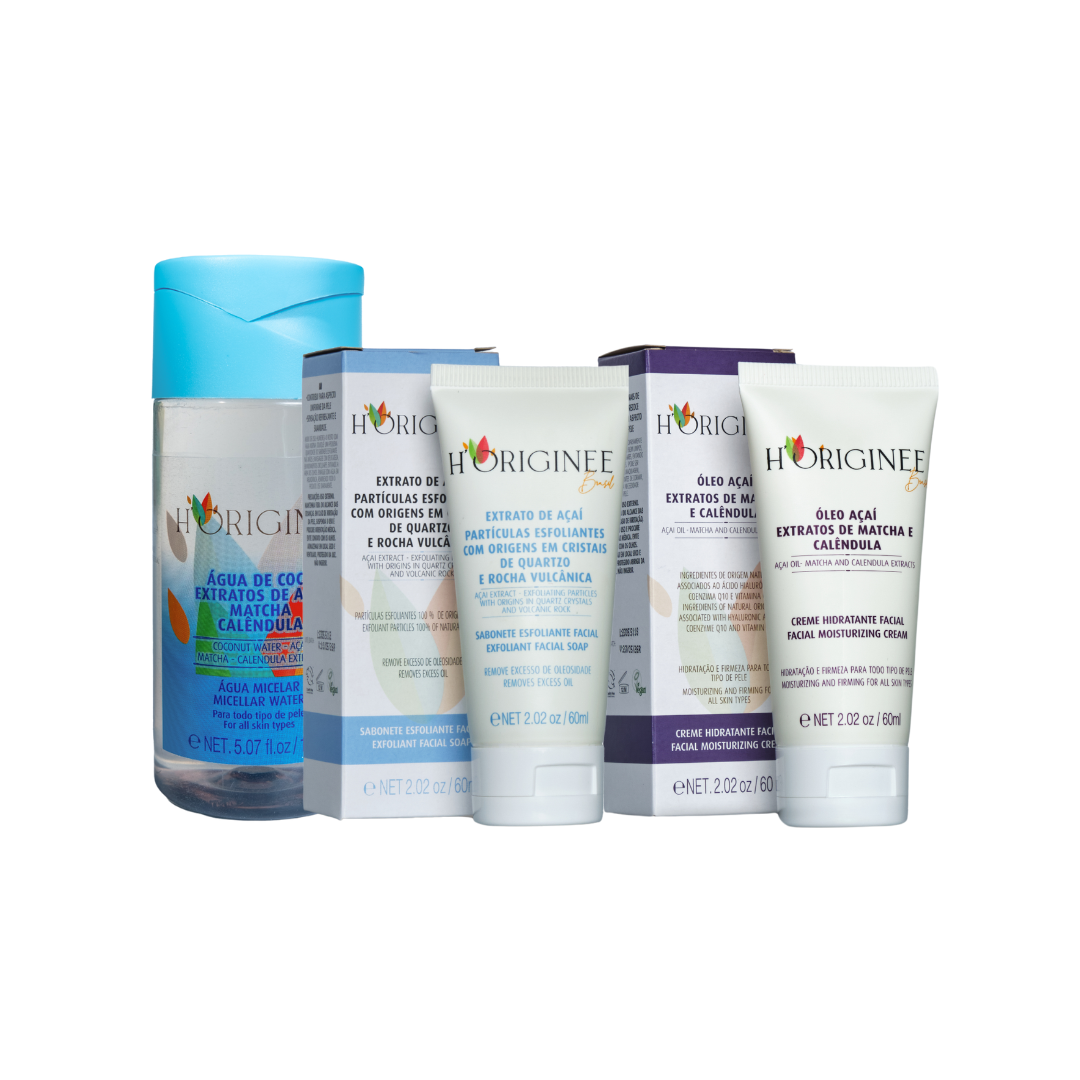 Kit Facial - Sabonete Esfoliante, Creme Hidratante e Água Micelar